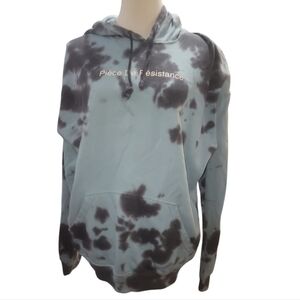 neon riot blue black tie dye hoodie hooded pullover sweatshirt large piece